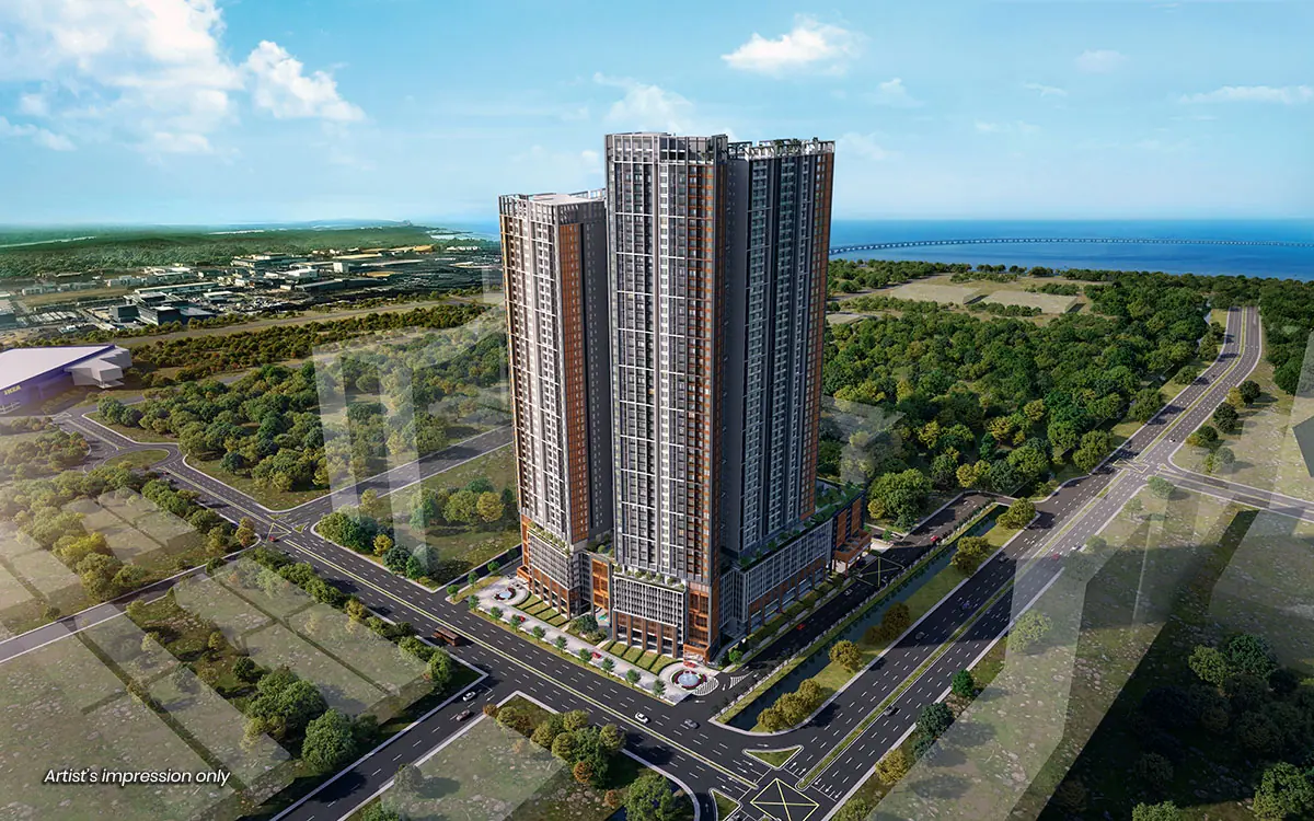 AndaBreeze aerial view facing the sea, Batu Kawan